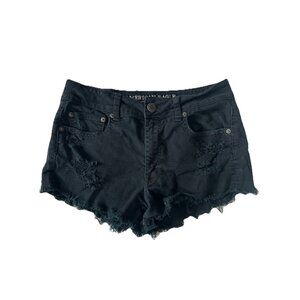American Eagle AE Black Distressed High Waist Shorts Size 8
